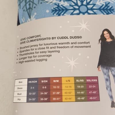 2-Piece ClimateRight by Cuddl Duds Women’s XS Base Layer Top Legging Blue - Thumbnail 7