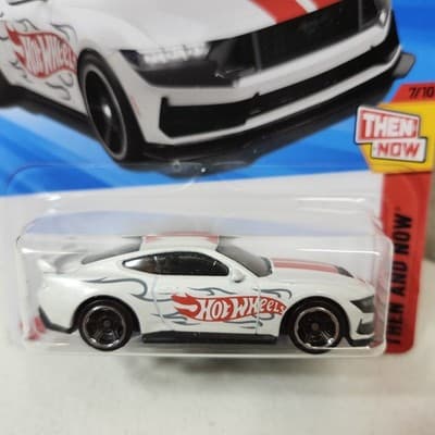 2025 Hot Wheels Ford Mustang Dark Horse Then and Now White Car 1/64 Toy NEW - Thumbnail 2