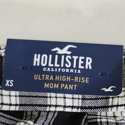 Hollister Women's Ultra High-Rise Mom Pants Size XS Black White NEW - Thumbnail 7