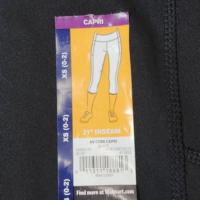 Avia Capri Leggings Womens XS Black Elastic Waist Pull On Pockets NEW - Thumbnail 7
