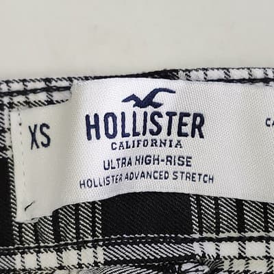 Hollister Women's Ultra High-Rise Mom Pants Size XS Black White NEW - Thumbnail 8