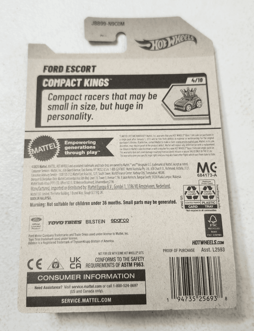 2025 Hot Wheels Compact Kings Ford Escort Purple Car 1/64 Toy Vehicle NEW - Thumbnail 7