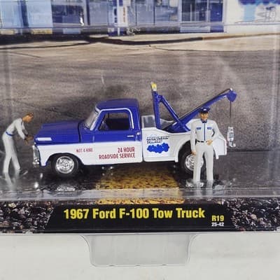 2026 M2 Machines Diorama 1967 Ford F-100 Tow Truck R19 Blue Moon Towing NEW - Thumbnail 2