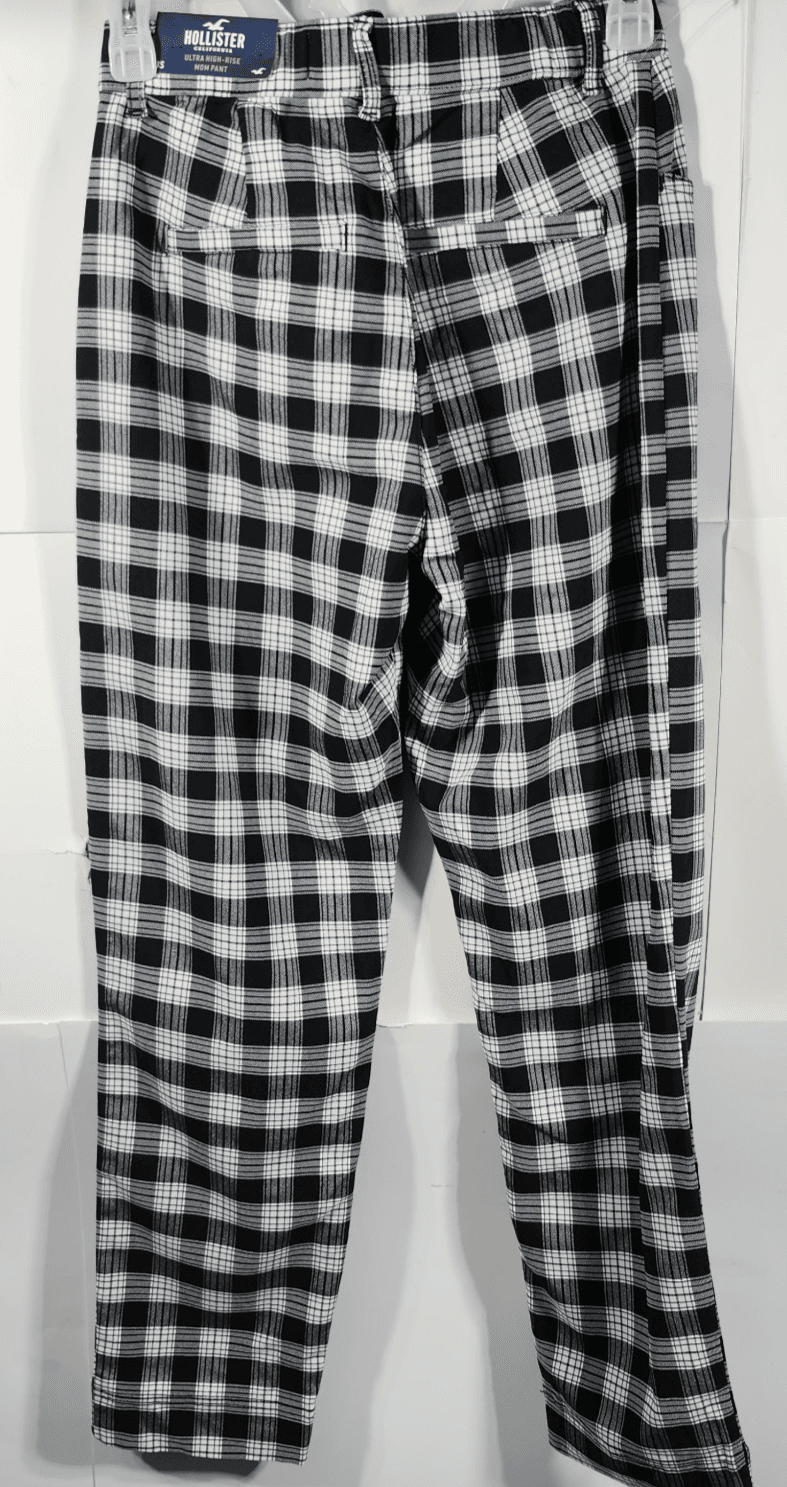 Hollister Women's Ultra High-Rise Mom Pants Size XS Black White NEW - Thumbnail 6