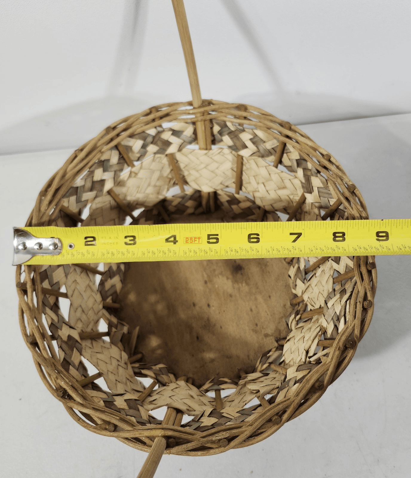 Wicker Vintage Easter Basket Handle Weaved Mexico Hand Woven Pink Green - Thumbnail 11