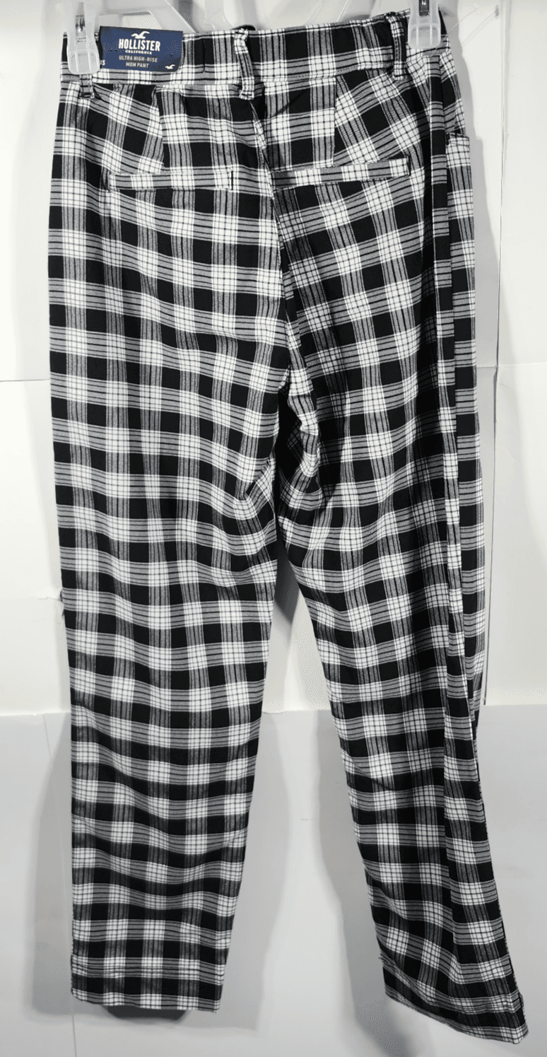 Hollister Women's Ultra High-Rise Mom Pants Size XS Black White NEW - Thumbnail 4