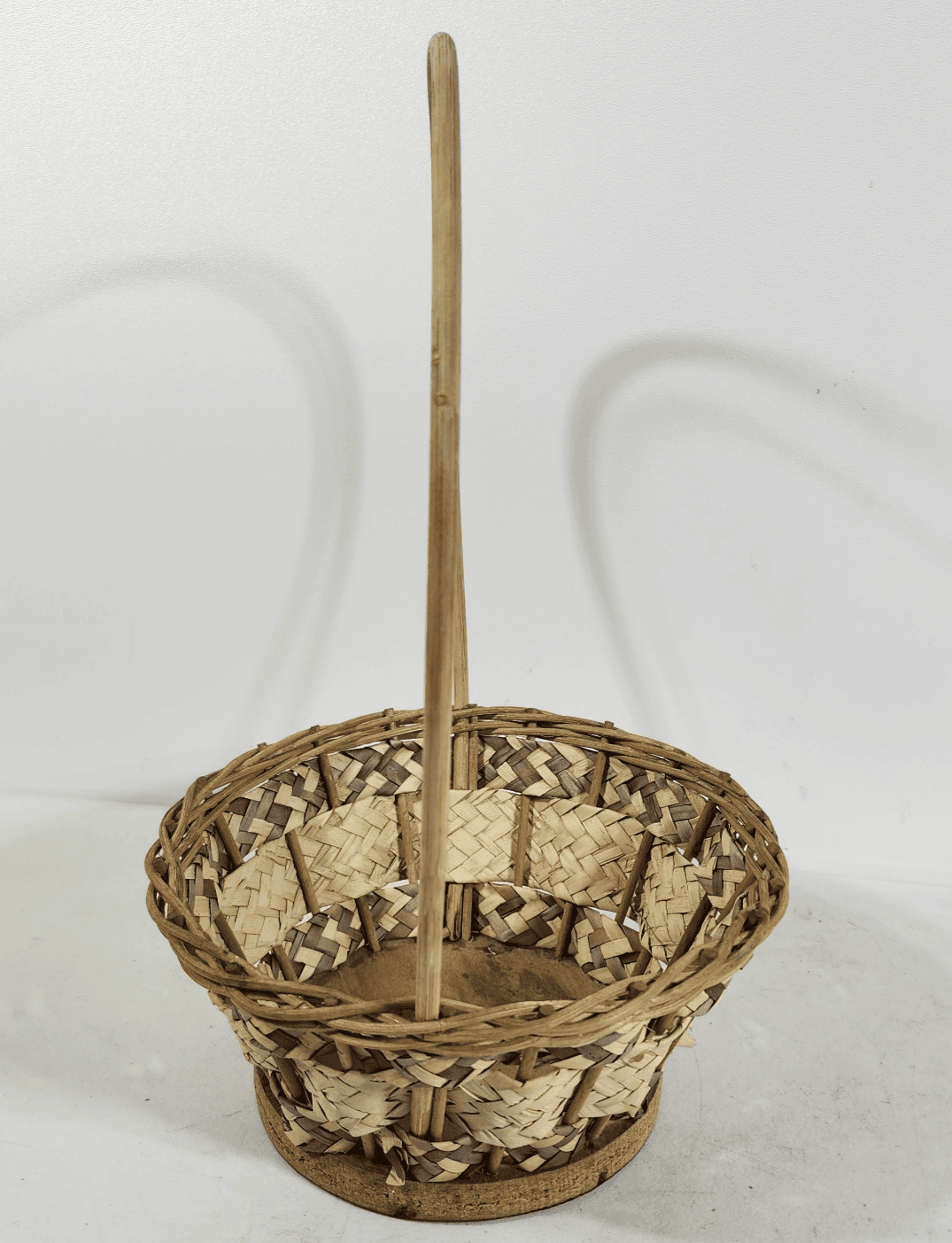 Wicker Vintage Easter Basket Handle Weaved Mexico Hand Woven Pink Green - Thumbnail 9