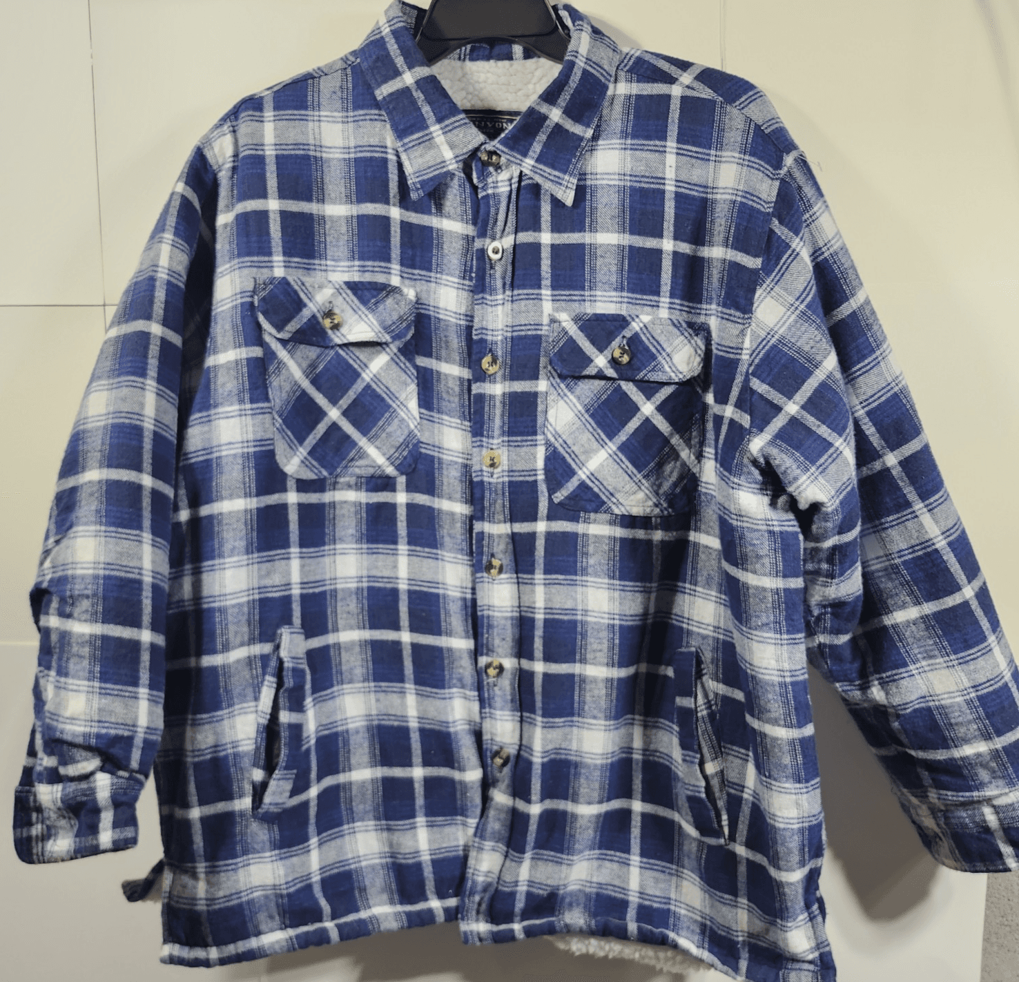 Canyon Creek Men's XXL Flannel Jacket Shaket Blue White Plaid Button Up - Thumbnail 5