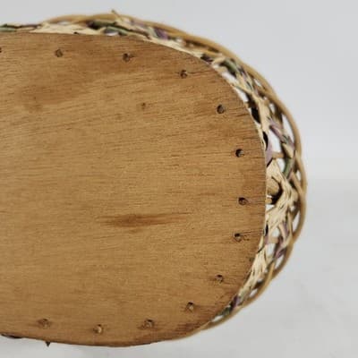 Wicker Vintage Easter Basket Handle Weaved Mexico Hand Woven Pink Green - Thumbnail 14