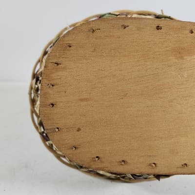 Wicker Vintage Easter Basket Handle Weaved Mexico Hand Woven Pink Green - Thumbnail 15