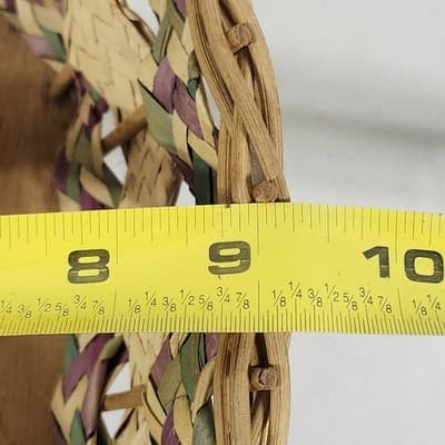 Wicker Vintage Easter Basket Handle Weaved Mexico Hand Woven Pink Green - Thumbnail 11