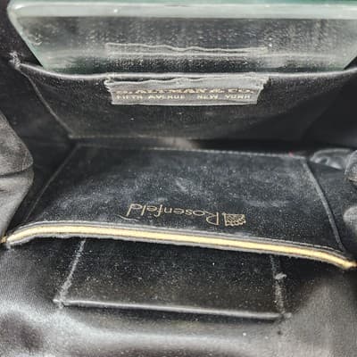 Vintage Rosenfeld Handbag Black Brushed Suede Gold Frame W/Mini Coin Purse - Thumbnail 11