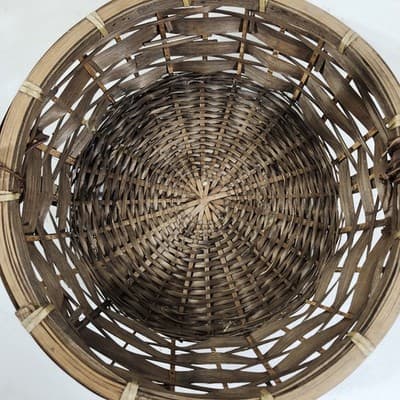 Vtg Long Handle Brown Wicker Gathering Easter Basket 17" H, 13” W Home Decor - Thumbnail 9