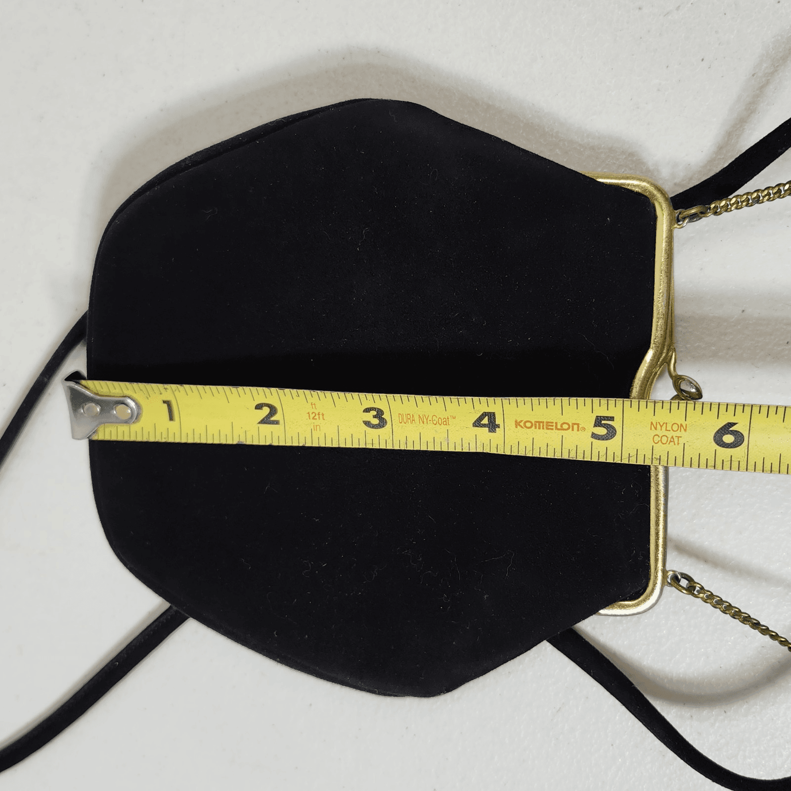 Vintage Rosenfeld Handbag Black Brushed Suede Gold Frame W/Mini Coin Purse - Thumbnail 10