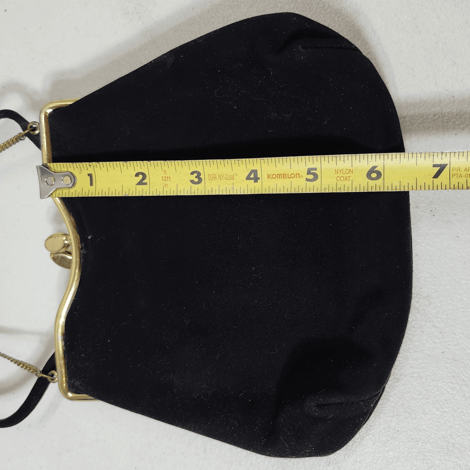Vintage Rosenfeld Handbag Black Brushed Suede Gold Frame W/Mini Coin Purse - Thumbnail 8