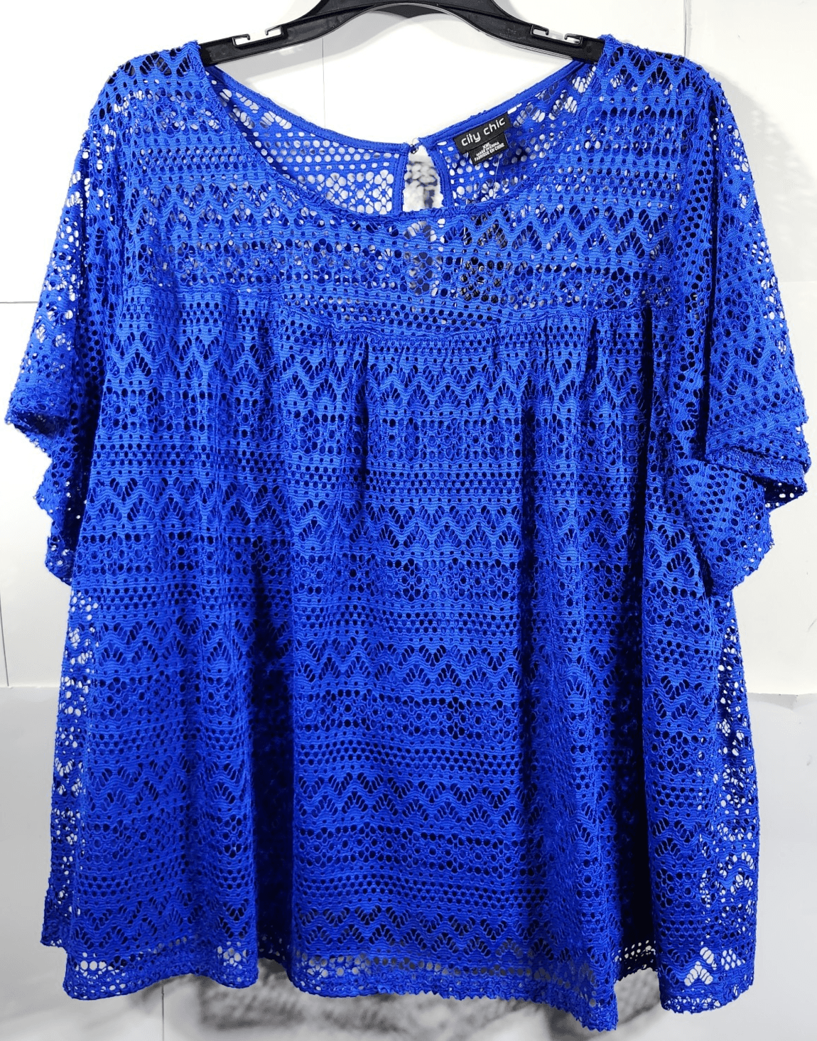 City Chic Women's XXL Short Sleeve Blouse Blue Shirt NEW - Thumbnail 5