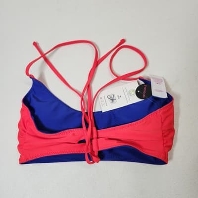 No Boundaries Women's Size M 7-9 Bralette Swim Top Reversible Red Blue NEW - Thumbnail 2