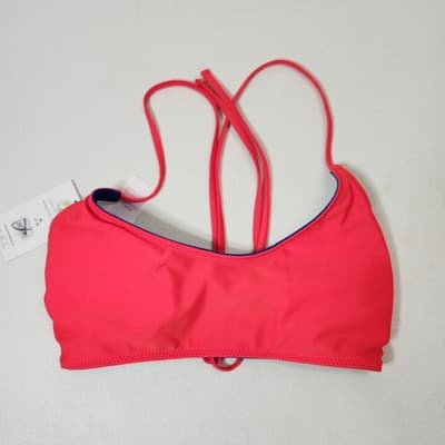 No Boundaries Women's Size M 7-9 Bralette Swim Top Reversible Red Blue NEW - Thumbnail 3