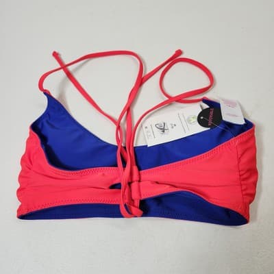 No Boundaries Women's Size M 7-9 Bralette Swim Top Reversible Red Blue NEW - Thumbnail 4