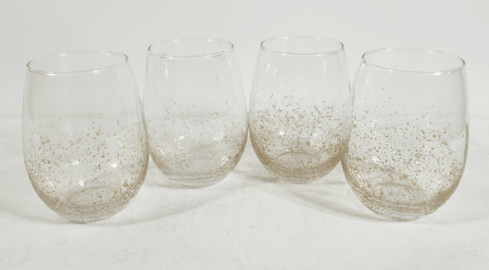 Set Of 4 Gold Luster Drinking Glasses Cups 4.5" Home Bar Decor - Thumbnail 2