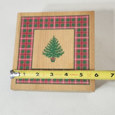 Vintage Hallmark Wooden Box Napkin Holder Christmas Tree Design Home Decor - Thumbnail 4
