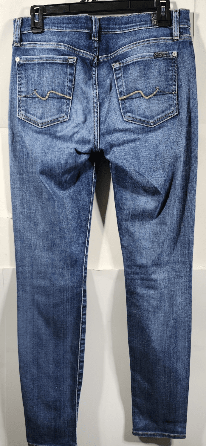 7 For All Mankind Jeans Womens 29 Ankle Gwenevere Blue DenimWhiskered Skinny Fit - Thumbnail 4