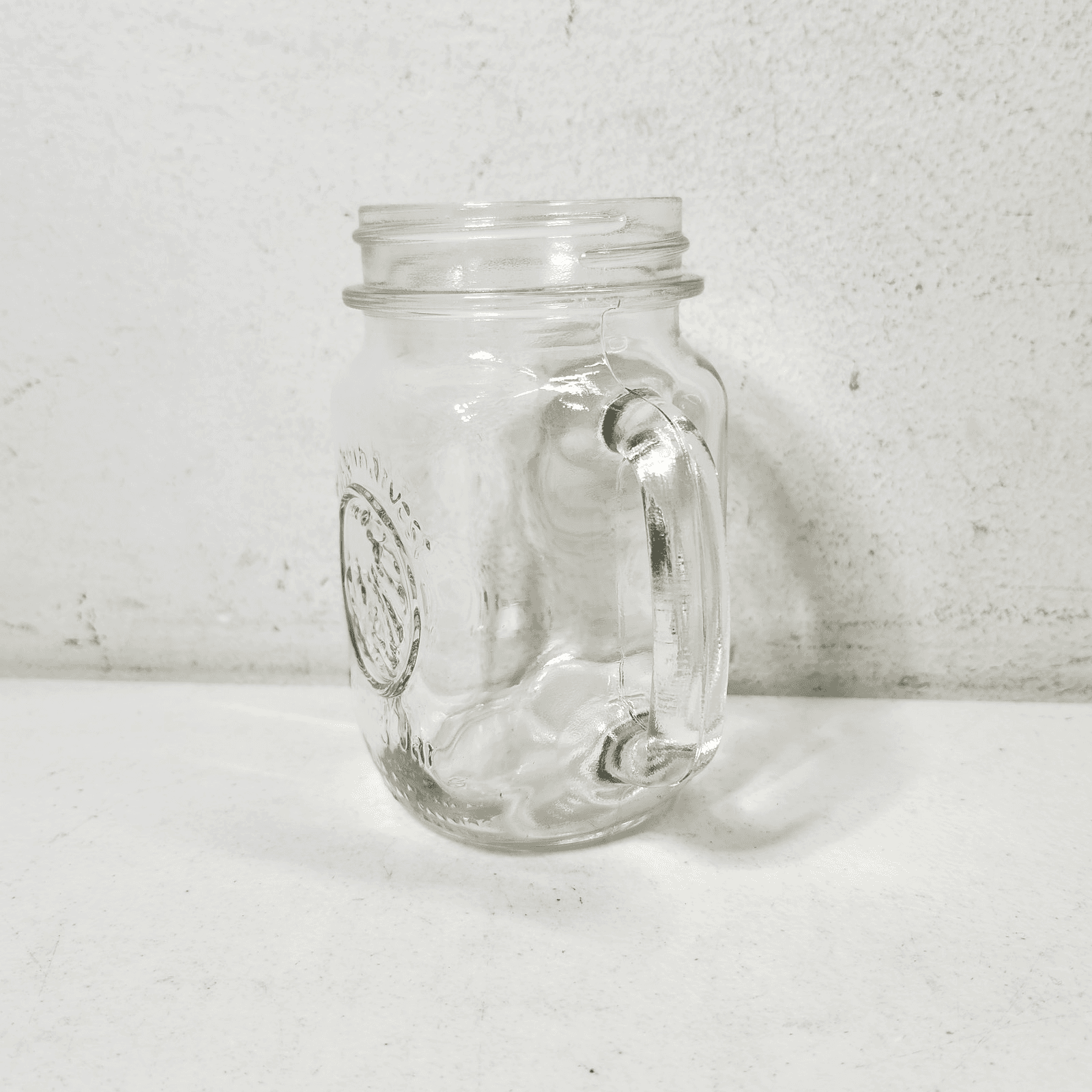 Vintage Golden Harvest Clear Glass Mason Handled Drinking Jar Mug - Thumbnail 3