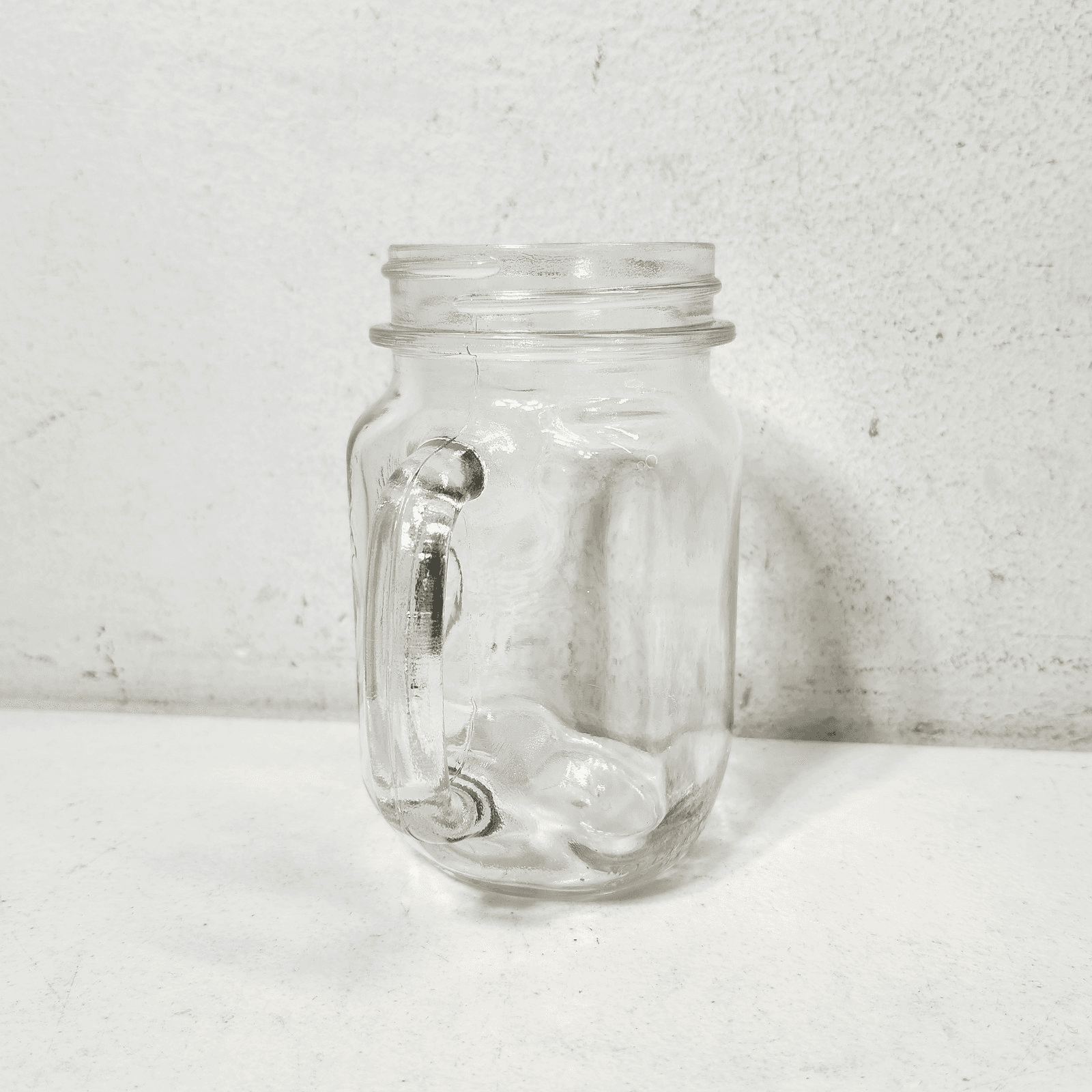 Vintage Golden Harvest Clear Glass Mason Handled Drinking Jar Mug - Thumbnail 4