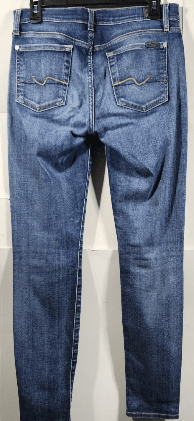 7 For All Mankind Jeans Womens 29 Ankle Gwenevere Blue DenimWhiskered Skinny Fit - Thumbnail 6