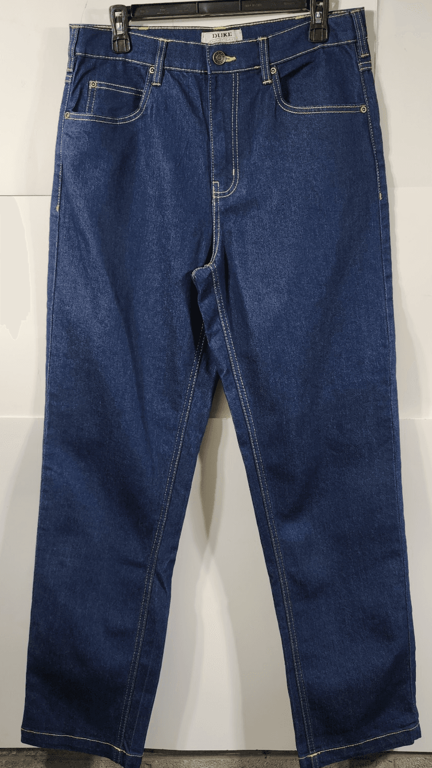 Duke Men's Classic Fit Jeans Size 32 L Straight Fit Blue Denim Pants - Thumbnail 5