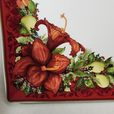Christmas Splender Square Serving Tray Plate 12.75" Holiday Home Decor - Thumbnail 4
