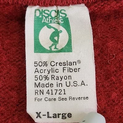 Vintage Discus Athletic 90s Men's XL Sweater VNeck Red Long Sleeve USA - Thumbnail 8