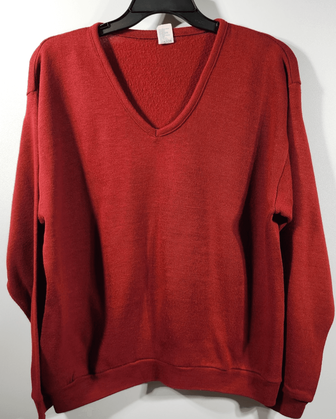 Vintage Discus Athletic 90s Men's XL Sweater VNeck Red Long Sleeve USA - Thumbnail 5