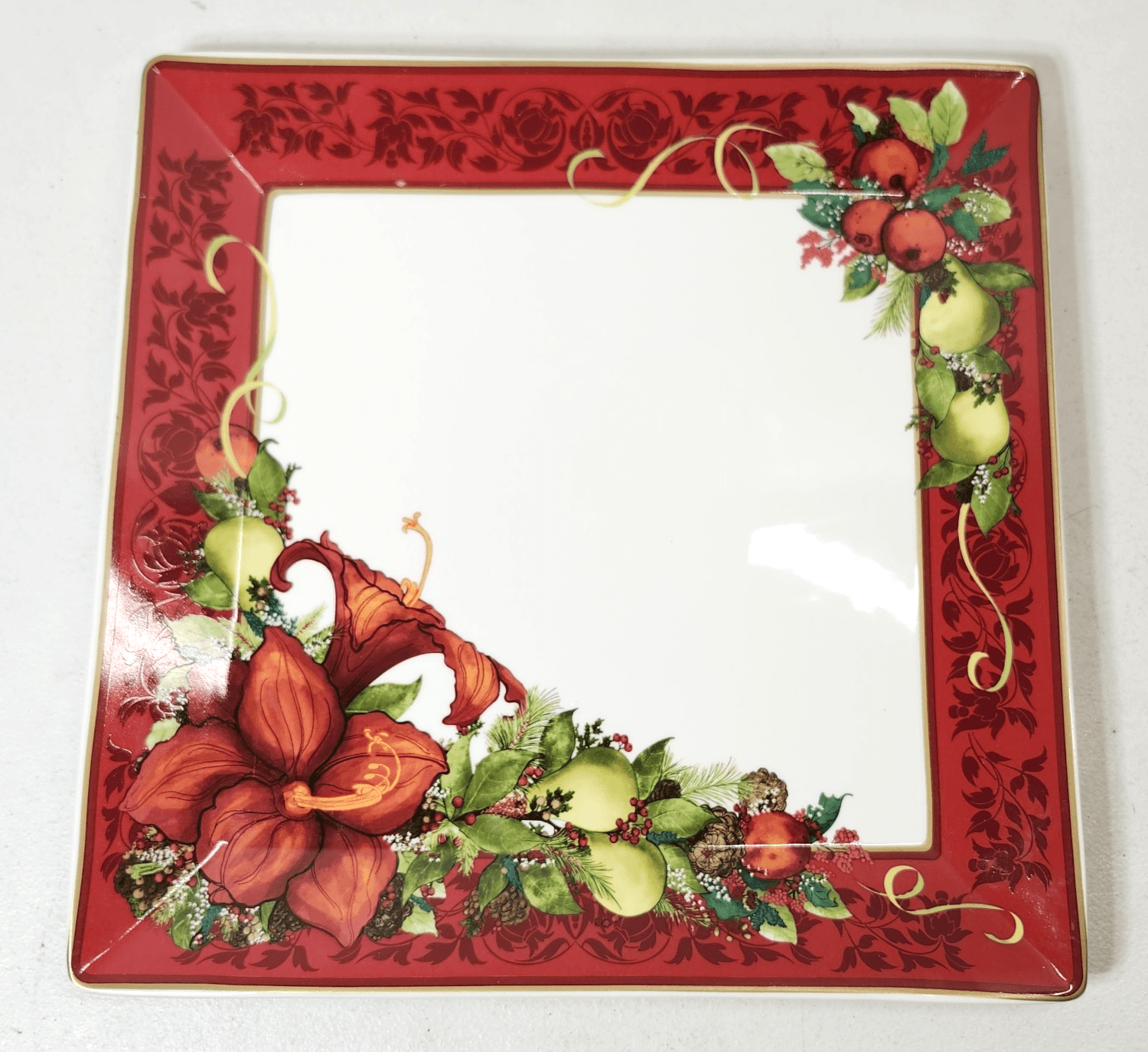 Christmas Splender Square Serving Tray Plate 12.75" Holiday Home Decor - Thumbnail 2