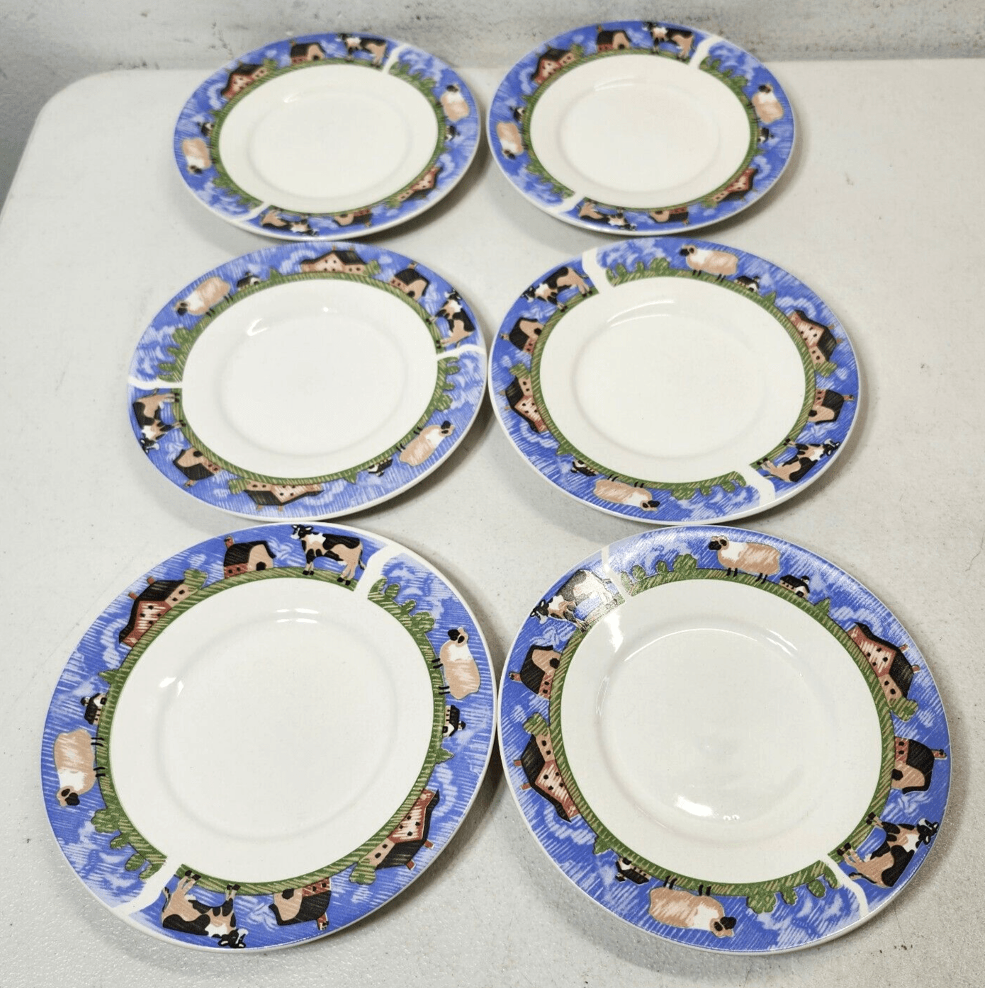 6 Gibson 6.5" Cow Appetizer Plates Country Kitchen Bundle Lot - Thumbnail 2