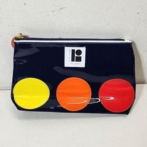 Estee Lauder Lisa Perry Vinyl Navy Blue Polka Dot Makeup Cosmetic Bag - Thumbnail 2