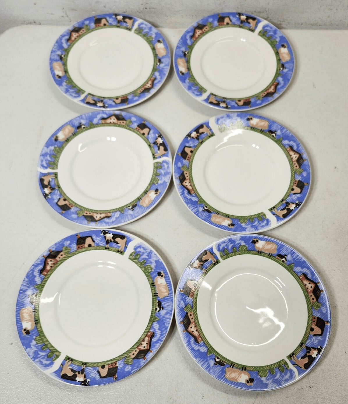 6 Gibson 6.5" Cow Appetizer Plates Country Kitchen Bundle Lot - Thumbnail 3