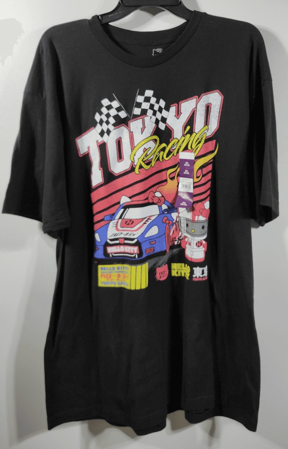 Hello Kitty by Sanrio Tokyo Racing Graphic Men's XXL Black Cotton T-Shirt NEW - Thumbnail 5