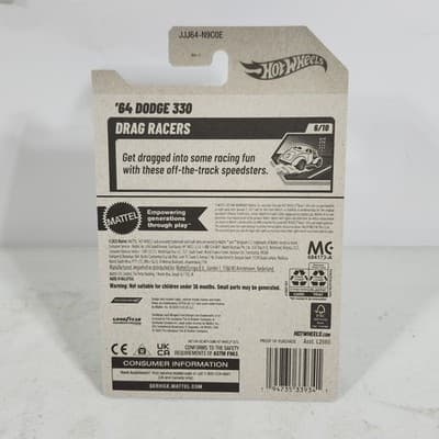 Hot Wheels '64 Dodge 330 Drag Racers White Car 1/64 Toy Vehicle NEW - Thumbnail 5
