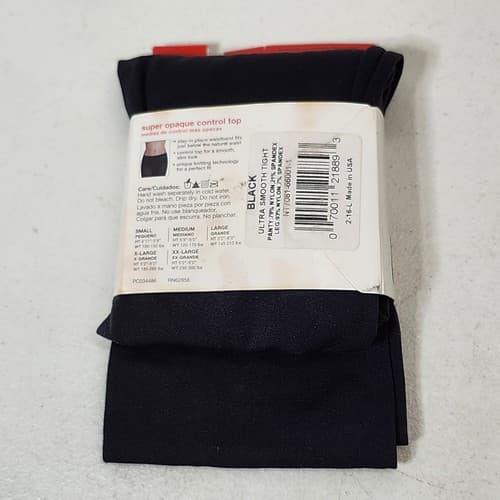 No Nonsense Ultra Smooth Tights Size Small Black Smart Temp 1-Pair NEW - Thumbnail 3