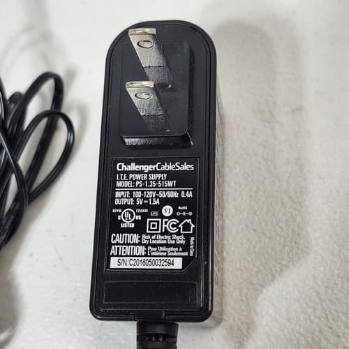 AC Adapter For Challenger Cable Sales PS-1.35-515WT Power Charger 5V - Thumbnail 2