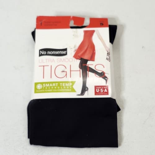 No Nonsense Ultra Smooth Tights Size Small Black Smart Temp 1-Pair NEW - Thumbnail 5