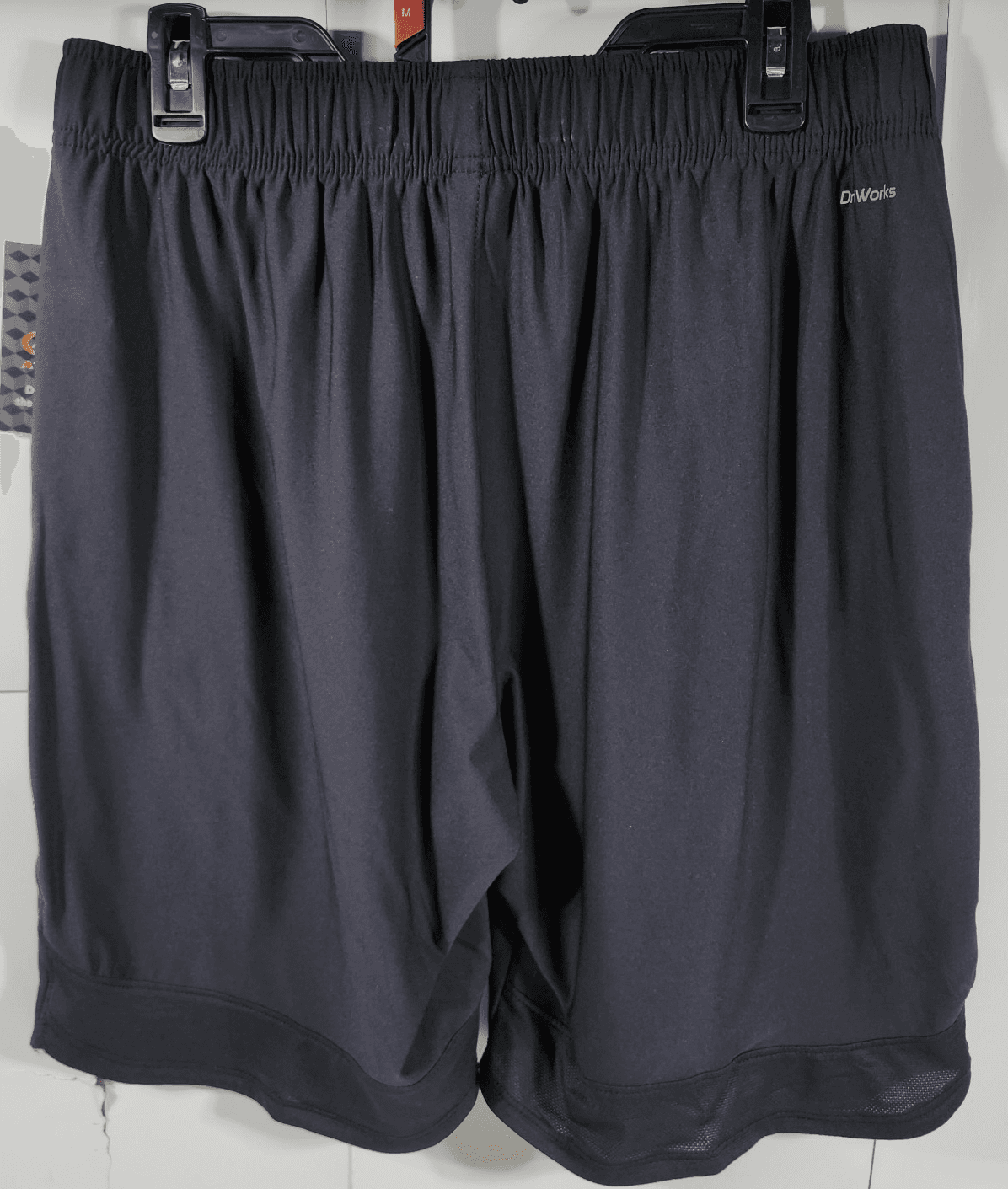 Athletic Works Men's M Shorts Black Elastic Waist Stretch 9" Inseam w/ Pockets - Thumbnail 4