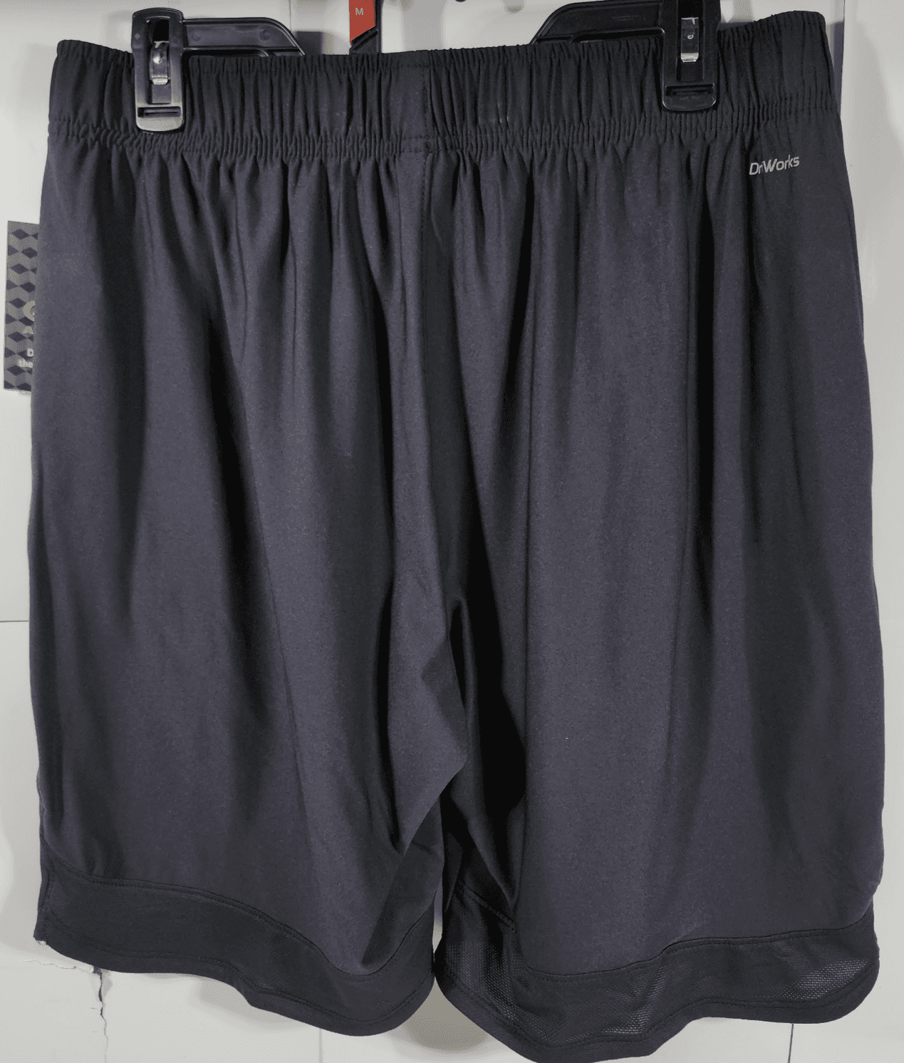 Athletic Works Men's M Shorts Black Elastic Waist Stretch 9" Inseam w/ Pockets - Thumbnail 6