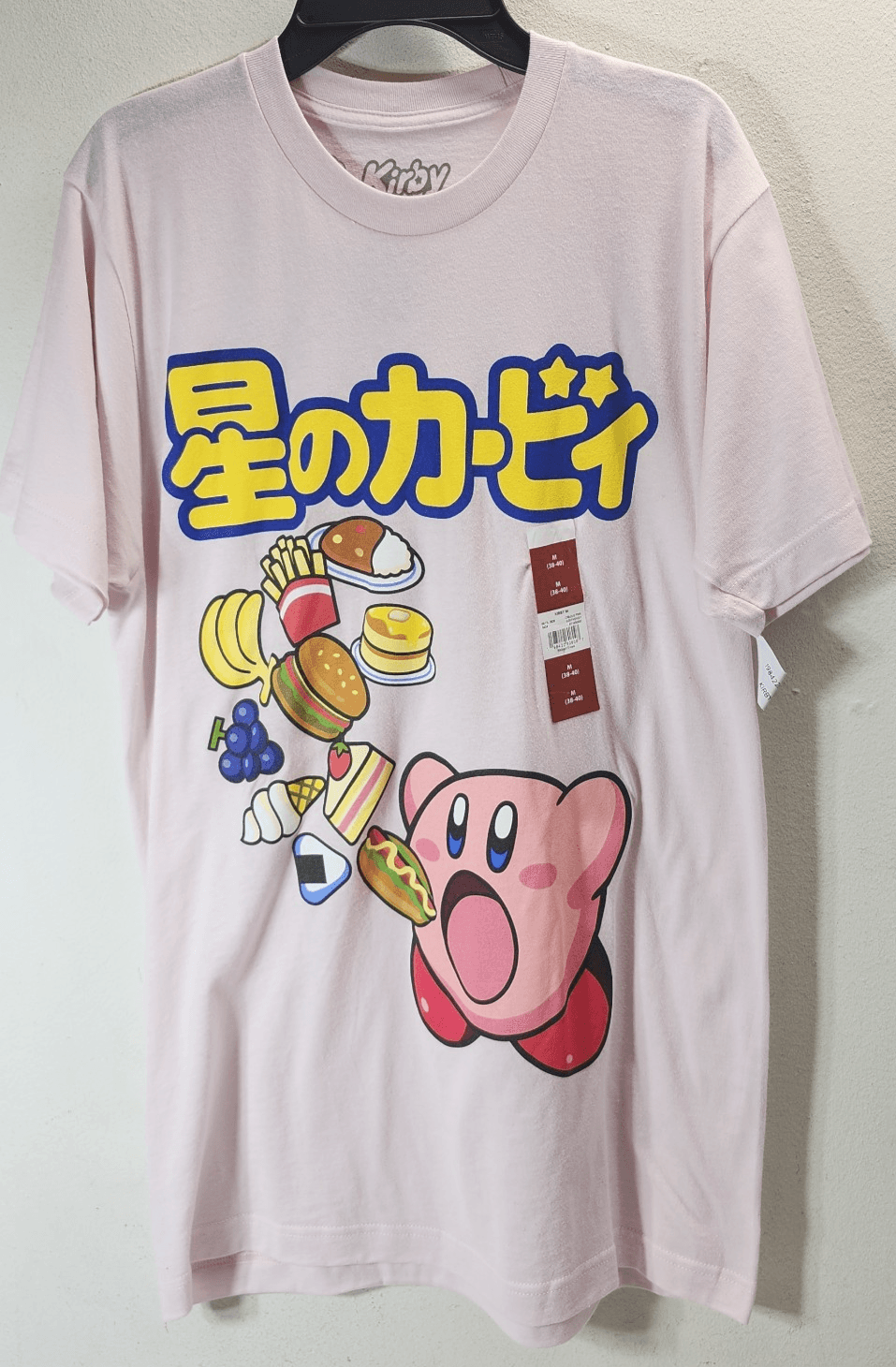 Kirby Men's Medium Pink T Shirt Nintendo Inhaling Food Japanese Characters NEW - Thumbnail 5