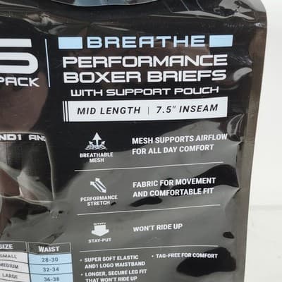 AND1 Men's S Breathe Performance Boxer Briefs 6 Pairs Underwear Black Red NEW - Thumbnail 5