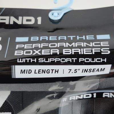 AND1 Men's S Breathe Performance Boxer Briefs 6 Pairs Underwear Black Red NEW - Thumbnail 2