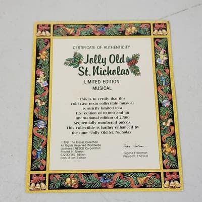 Enesco St Nicholas Musical Statue Home Decor Jolly Old Saint Nicholas Limited - Thumbnail 2
