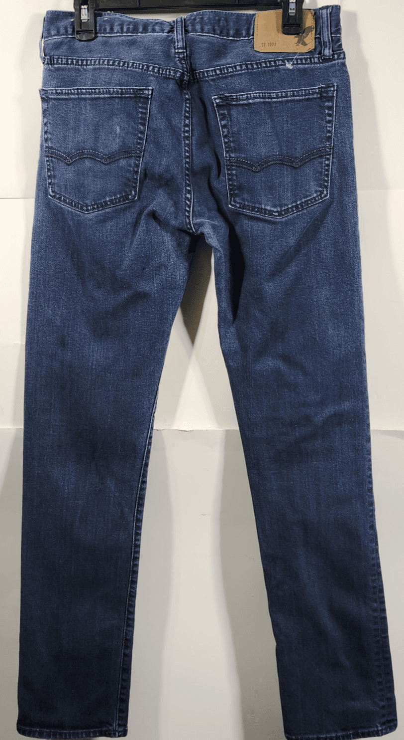 American Eagle Jeans Mens 30X32 Slim Straight Blue Denim Pants - Thumbnail 6