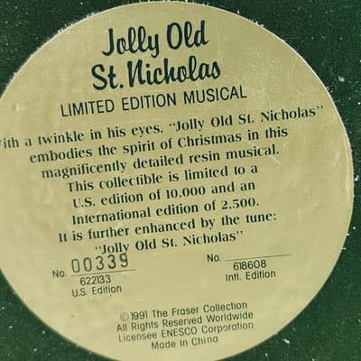 Enesco St Nicholas Musical Statue Home Decor Jolly Old Saint Nicholas Limited - Thumbnail 17